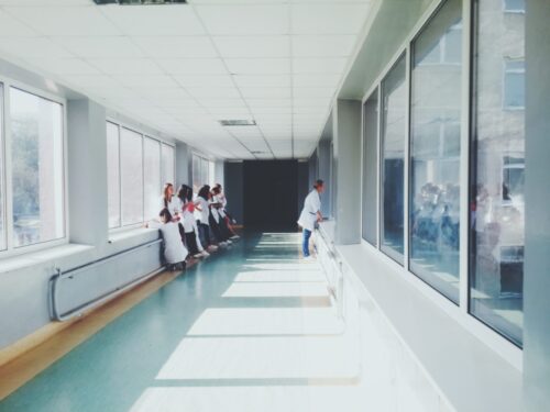 hospital hallway workers